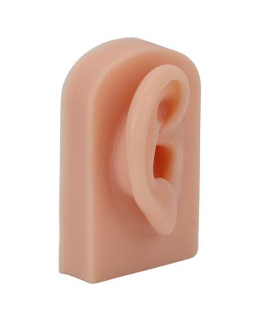 Fake Ear Model MultiPurpose Soft Reusable Right Ear Silicone Human Ear Model for Earphone Display for Ear Piercing Training (Deep Skin Color)