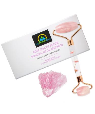Rose Quartz Roller - Natural Massager for Face Eyes & Neck Reduces Facial Puffiness Provides Lymphatic Drainage Rejuvenates Face & Neck Wrinkles