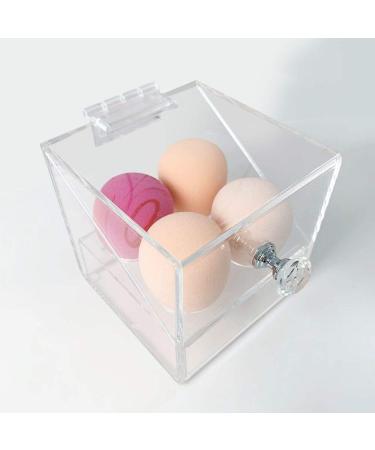 Acrylic Beauty Blender Sponge Holder With Dustproof Lid Clear 4 Hole Solution Makeup Sponges Display Stand For Bathroom (Clear-4holes)