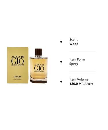 GIORGIO ARMANI Acqua Di Gio Absolu Eau De Parfum Spray 4.2 Oz - Woody Aromatic Scent for Men - Buy Online on GoSupps.com