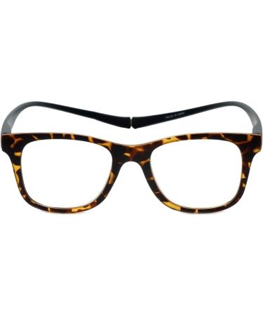 Shop Magz Chelsea Classic +1.00 Reading Glasses - Tortoise Havana Gold Magnetic Neck Hang for Men & Women - Stylish Readers for Fashion & Comfort - Buy Online on GoSupps.com