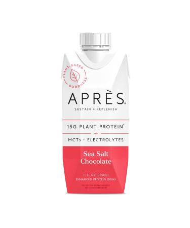 Apres Plant-Based Protein Shake Sea Salt Chocolate with MCTs & Electrolytes, Vegan, Non-GMO, Dairy-Free, Gluten-Free, Soy-Free Drink 11 Fl Oz, 12 Bottles Sea Salt Chocolate 11 Fl Oz (Pack of 12)
