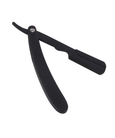 FRCOLOR Engraved Razor Holder Trimming Shaver Holder Straight Razor Barber Razor Shaving Beard Cutter Eyebrow Cutter Holder Man Shaver Close Shaving Razor Tool Manual Stainless Steel 1 Count (Pack of 1) Black