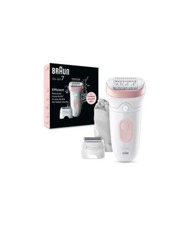 Braun Silk- pil 7 epilator for women / hair remover for long-lasting hair removal 7-030 white/flamingo pink NEW - 030