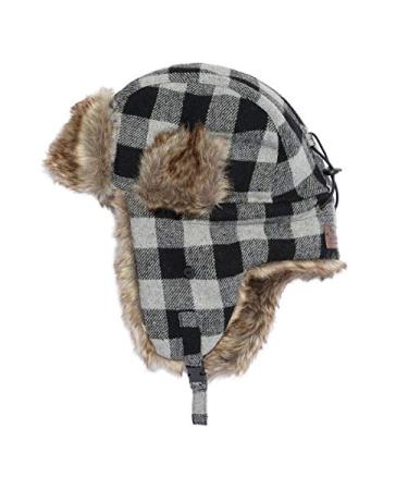 IGLOOSBUILT Mens Wool Blend Trapper Hat Faux Fur Earflap  Outdoor Winter Hat Gray Buffalo Large-X-Large
