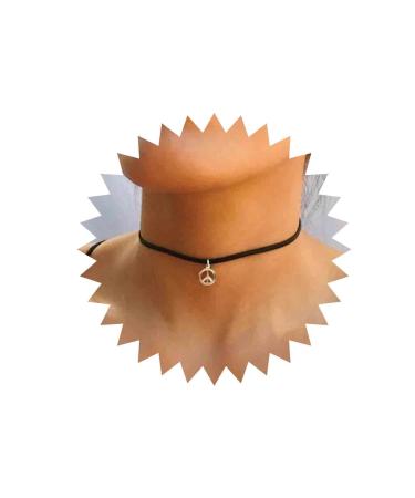 Boho Peace Choker Necklace Black Cord Circle Necklace Short Round Necklace Vegan Necklace Chain Jewelry for Women and Girls