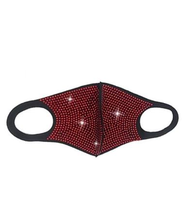 new luxury black with diamond letters rhinestone tassel washable jewelry mask - Red