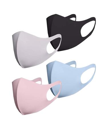 4 Packs Adults Protect_Cover_Mask Washable Reusalbe Ice Silk Boys Girls Mouth Protection Nolvety Adjustable Earloops Outdoors Sports Anti-dust Household Cleaning Cycling Camp