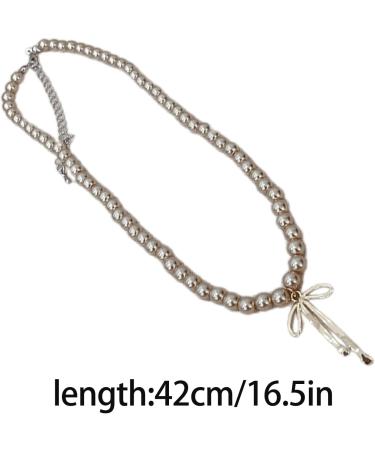 Elegant Gray Necklace for Women | Adjustable Collarbone Chain with Brown Pearl | Oralgos Jewelry Accessory - Buy Online on GoSupps.com