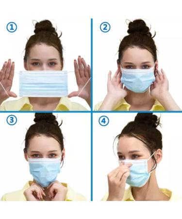 50 Pcs Disposable Adult Face Mask 3 PLY Layer Protective Face Masks Blue - Buy Online on GoSupps.com