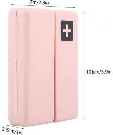 Portable Daily Pill Case - Foldable Magnetic Pill Box Organizer with 7 Compartments for Vitamins & Supplements - Pink - Buy Online on GoSupps.com