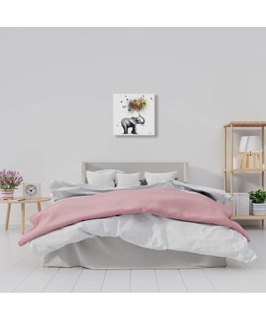 Colorful Butterfly Elephant Nursery Wall Art Print - Heart Balloon Design - 30x30CM Canvas Framed Decor - Buy Online on GoSupps.com
