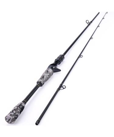Soougayilang 2-part spinning rod/litter rod-28 tons of carbon carbon tube Long-lived composite spider or bait fishing rods with stainless steel guides for freshwater and sea fishing Gray gurdy rod 2.1m-MH-fast