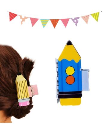 Pencil Claw Clip Teacher Themed Claw Clips Pencil Hair Claw Clip Teacher Hair Clip 2024 New Pencil Claw Clip Fun Hair Accessories Fun Pencil Hairpin Pencil Hair Clip Set (F)