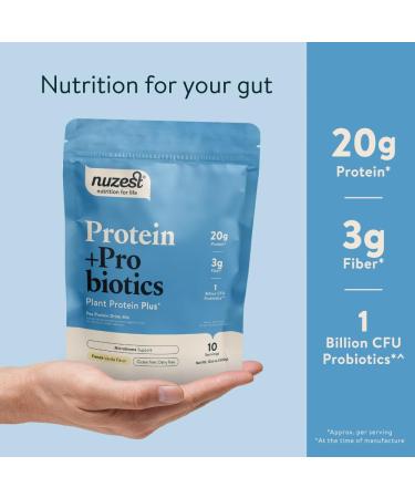 Nuzest Protein + Probiotics - French Vanilla Superfood Powder - 300g Plant Protein Blend for Gut Health - 10 Servings - Buy Online on GoSupps.com