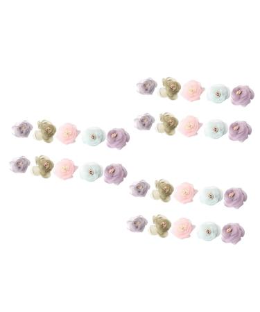COHEALI 30 Pcs Silk Flower Fabric Chiffon Flowers Sewing Flower Cloth Flower Craft Flower Perm Flower Head Picture 1x3pcs 4*4CMx3pcs