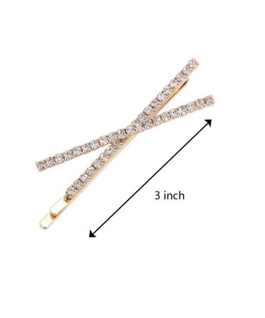 OBTANIM X Shaped Crystal Hair Pins - 2 Pcs Gold Rhinestone Bobby Pins for Women and Girls - Buy Online on GoSupps.com