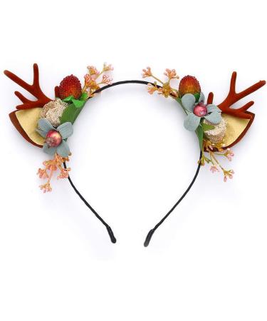 Christmas Deer Antlers Headbands Elk Deer Animal Horns Hair Band Hair Piece Halloween Xmas Cosplay Costume Hair Accessories for Women and Girls