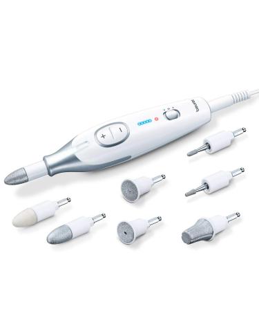 Beurer MP42UK Pedicure and Manicure Set Electric Nail File with 7 High-Quality Attachments LED Precision Light Fast Rotation (2500-4600rpm) UK Plug and Storage Bag MP42 with cord & 4600 rpm