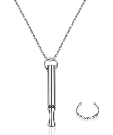 Aucuu Stress Relief Necklace - Mindful Breathing & Anxiety Relief - Silver - Unisex - Buy Online on GoSupps.com