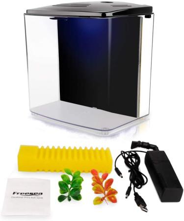 FREESEA 1.2 Gallon Betta Fish Tank with LED Light & Filter Pump â€“ Black Aquarium - Buy Online on GoSupps.com