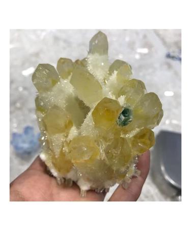 1pc Natural Yellow Crystal Cluster Stone geomantic furnishings degaussing Transfer Topaz Ornaments Crystal JIZTGEDM (Size : 430-450g)