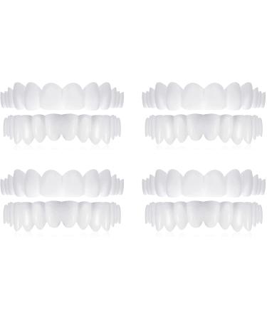 Batlam 4 pairs of veneers snap-in teeth snap-on-veer-teeth artificial teeth instant veers prostheses fake snap-on teeth smile men and women (above and below)
