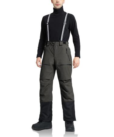 Pioneer Camp Men's Ski Pants Lined Suspenders Ski Pants Snow Pants Snowboard Pants Outdoor Pants XL Gray