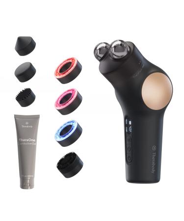 TheraFace PRO Microcurrent Facial Device - 8-in-1 Compact Face Massager Facial Kit & Face Sculpting Tool with LED Light Therapy for Skin Tightening Anti Wrinkle Anti Aging & Skin Care (Black)
