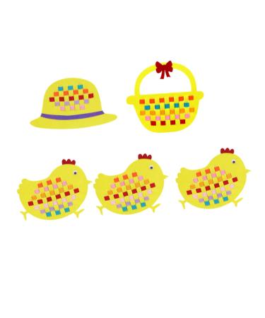 Amosfun 5pcs Tobots Toys Chicken Toy Puzzle Toy Easter Non-Woven Basket Easter Non-Woven Fabric Easter Party Supplies Button Teaching Toy Chicken Shaped Toy Education Toy Baby to Weave Hat