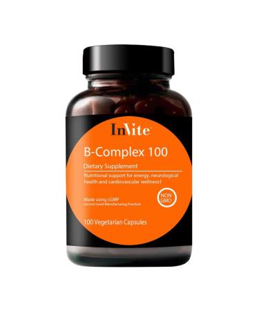 Invite Health B-Complex 100 - Supports Mood Energy Immune Health & Overall Wellness - 100 Day Supply - 100 Vegetarian Capsules