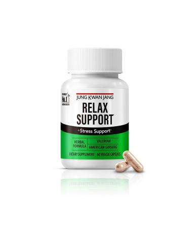 JUNG KWAN JANG Relax with Valerian Root (1,000mg) and American Ginseng (143mg) for Relaxation Support and Better Sleep, 60 Herbal Capsules for Men and Women RELAX SUPPORT with valerian