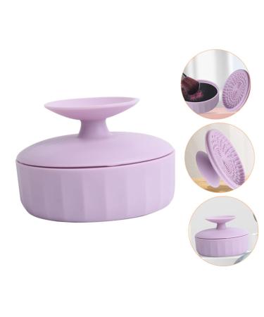 Silicone Makeup Brush Cleaning Box & Pad - Dry Cleaner Tool 7.9x5.25CM - Violet | Best Brush Scrubber Mat for Efficient Makeup Cleaning - Buy Online on GoSupps.com
