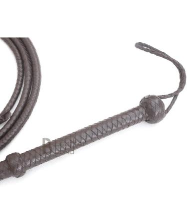 8-Foot Indiana Jones Style Dark Brown Leather Bullwhip - Genuine Cowhide Equestrian Whip - Buy Online on GoSupps.com