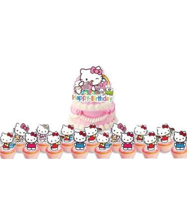 25 Pcs Hello Cat Cupcake Topper Picks Hello Cat Themed Cupcake Toppers Cake Topper for Birthday Party and Baby Shower (white) - Buy Online on GoSupps.com