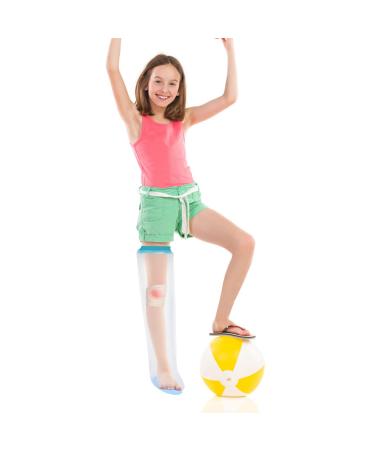 SUPERNIGHT Child Waterproof Full Leg Cast Cover for Shower Bandage Protector for Teenager s Dressings and Injuries Toe Leg Wound Burns Reusable Sealed Watertight Kids Cast Bag Anti-Slip Design Child Full Leg