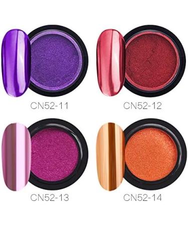 Peowuieu 16 Glasses Chrome Nail Powder Metallic Nail Art Powder Effect Manicure Pigment with 16 Pieces Eyeshadow Sticks - Buy Online on GoSupps.com