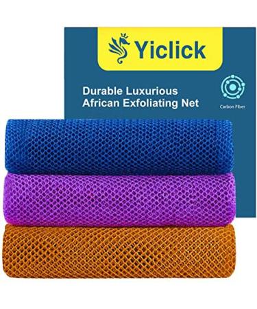 Yiclick Exfoliating African Net Sponge 3 Pcs - Exfoliating Body Scrubber Exfoliator Exfoliating Washcloth Towel Exfoliate Rags Wash Cloth Loofah Sponge for Body Scrub Back Scrubber For Shower Bath 3 Count (Pack of 1)