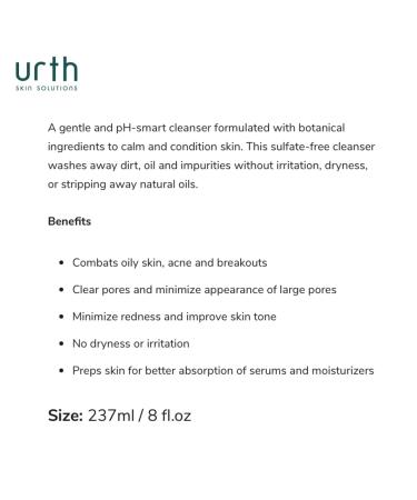 Urth Face Wash with White Tea & Ginseng - Invigorating Daily Cleanser 8oz | Buy Online for Worldwide Shipping - Buy Online on GoSupps.com