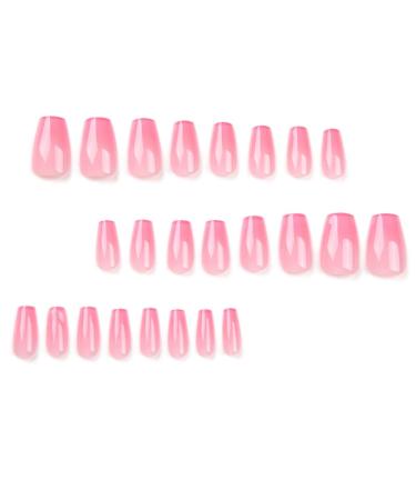 Justotry 24-Piece Light Pink Coffin Nails | Gradient White Press-On Ballerina Nails | Acrylic French Fake Nails for Women | Perfect for Nail Art & Easy Gluing - Buy Online on GoSupps.com