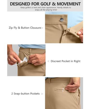 Obla Men's Golf Pants - Slim Fit Stretch Lightweight with 5 Pockets Casual Travel Dress Work Pants for Men 36W x 32L Khaki - Buy Online on GoSupps.com