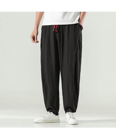 Men's Olive Loose Linen Shorts - Breathable Summer Leisure Pants - Cotton Zip Black XXL - Buy Online on GoSupps.com