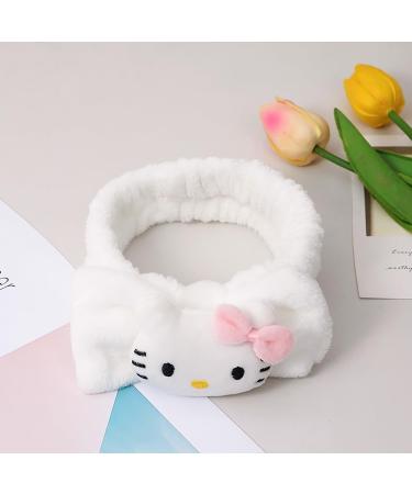 Pauluios Kawaii Spa Headband for Washing Face Cute Women's Soft Headband Coral Fleece Fluffy Women's Girls Hairband for Makeup Skin Care Shower Wash Party (White Bow-Kit) - Buy Online on GoSupps.com