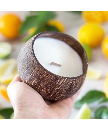 Buy Coconut Shell Candle - Scented Soy Essential Oil Eco-Friendly Wood Wick Natural Coconut Scent - International Shipping - Buy Online on GoSupps.com
