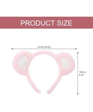 Lurrose Bear Ears Headband Fluffy Bear Ears Hairband Animal Ears Headwear for Makeup Washing Face Cosplay Party Pink White - Buy Online on GoSupps.com