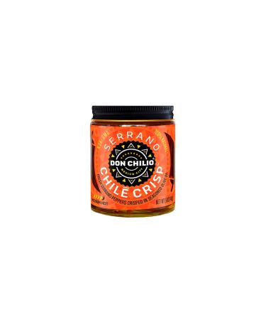 Don Chilio Chile Crisp  Crunchy Sliced Serrano Fried Chili Peppers in Hot Seasoned Oil  Medium Heat - 0 Carb Keto - Use as Topping, Sauce, Condiment, Salsa Alternative (5oz Jar)