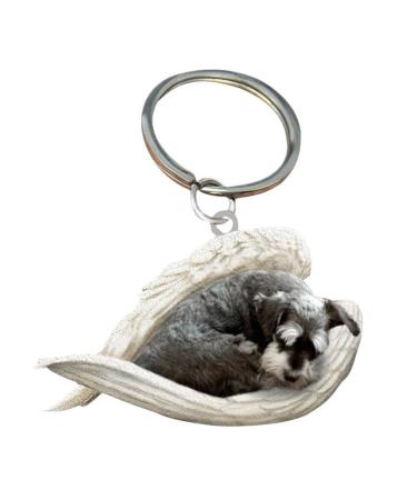 Car Pendant Cute Sleeping Dog Angel Car Key Pendant for Dog Lovers Moms Car Hanging Ornament Windows Decor Ornament Sleeping Angel Animal Pet Dog Lover Car Rear View Mirror Accessories Schnauzer Single size