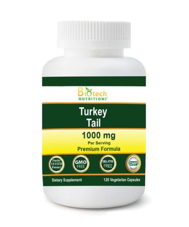 Biotech Nutritions Non-GMO Turkey Tail Mushroom 1000 Mgper Serving 120 Vegetable Capsules
