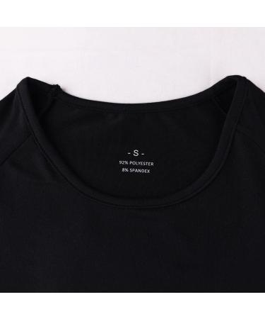 Women's Compression Running Crop Top | Short Sleeve Fitness T-Shirt - Medium Black - Buy Online on GoSupps.com