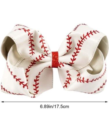 Bow Hairpin Large Leather Baseball Bow Hairpin Softball Bow Hairgrips Hair Accessories Hair Clip for Kids Girls White - Buy Online on GoSupps.com
